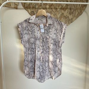 LOFT Snake Print Dolman Cap Sleeve Shirt